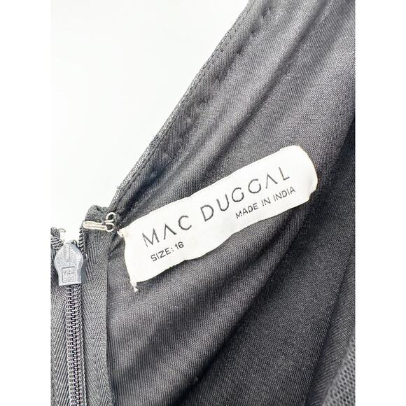 Mac Duggal Ieena 10768 Black Silver Embellished Puff Sleeve Gown 16 - Picture 5 of 7